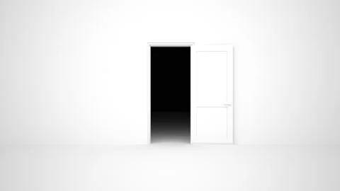 The door opens, into a dark room. It can be used as a concept of uncertainty, fe Stock Footage 167228378