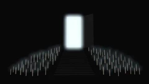 Door Opens to Heaven, Bright Light 3d render Stock Footage 192645949