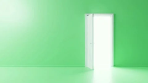 Door opens - light behind. Theme hope or way out Stock Footage 159996060