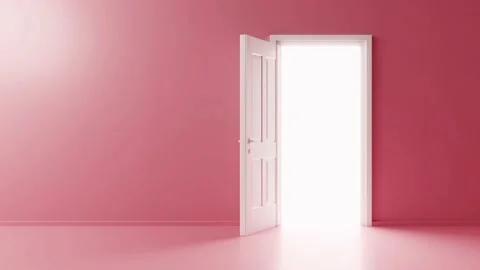 Door opens - light behind. Theme hope or way out Видео 159996062