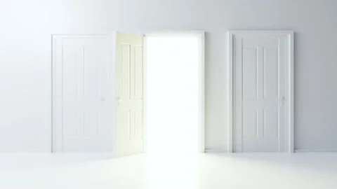 Door opens - theme hope, exit, chance or presentation Видео 159997976