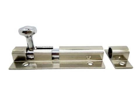 Door or window lock made of aluminum iron on a white background Stock Photos