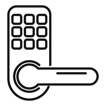 Door padlock icon outline vector. Cipher data イラスト素材