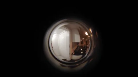 Door peephole point  of  view Stock Footage 49167143