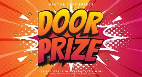 Door prize Comic Style Editable Text effect Stock Illustration