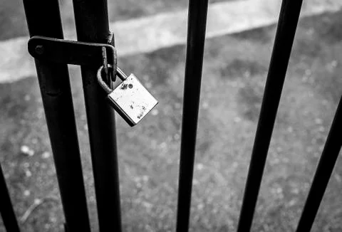 Door protected with a keylock Stock Photos