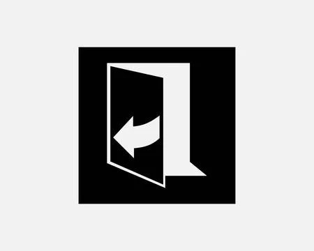 Door Pull Open Left Side Exit Entrance Path Signage Icon Sign Vector Stock Illustration