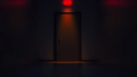 Door with a red light opening seamless loop Stock Footage 312406278