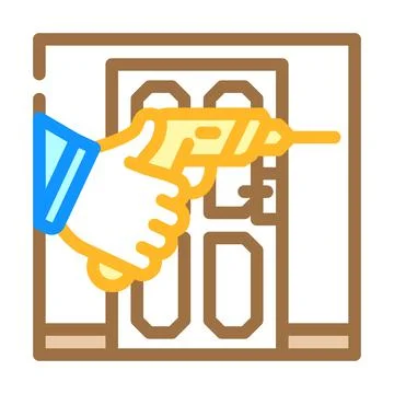 Door repairs color icon vector illustration Stock Illustration