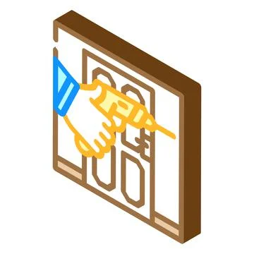 Door repairs isometric icon vector illustration Stock Illustration