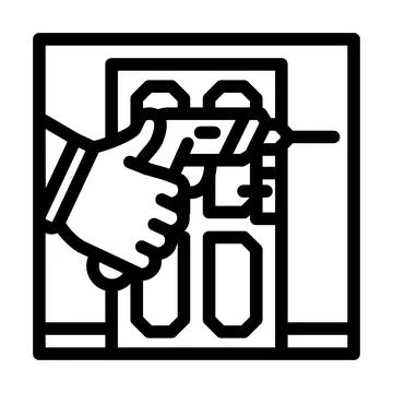 Door repairs line icon vector illustration Stock Illustration
