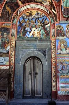 Door in the rila monastery Stock Photos