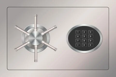 Door safe vault with a combination key lock Ilustración de archivo