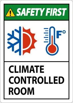 Door Safety First Sign, Keep Doors Closed, Climate Controlled Room Illustrazione stock