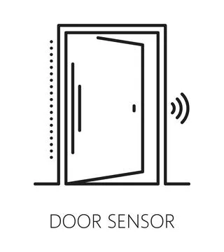 Door sensor home security electronics line icon Stock Illustration