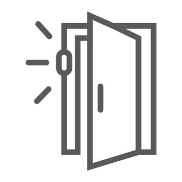 Door sensor line icon, access and security Ilustración de archivo