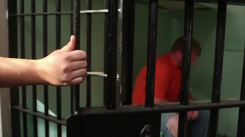 Door Shut On Prisoner In Jail Cell Stock Footage