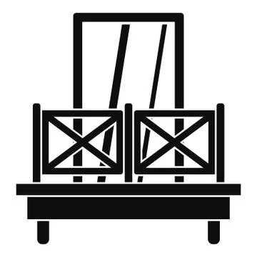 Door with small fence icon, simple style Illustration