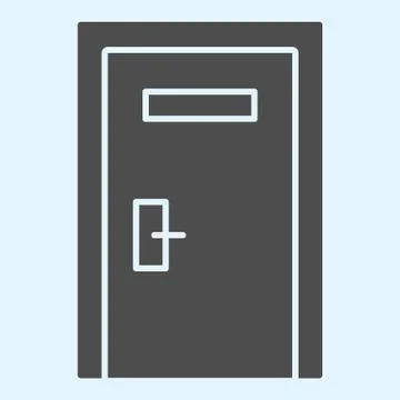 Door solid icon. Entrance way, flat wooden plate with handle in frame. Horeca Stock Illustration