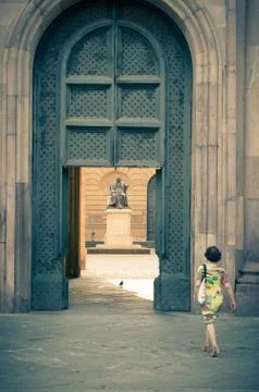 Door on statue in Lucca Stock Photos