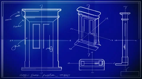 Door Technical Drawing Blueprint Time La... | Stock Video | Pond5