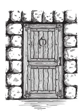Door in the wall Stock Illustration