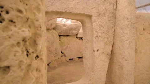 A Door Way Made Out of a Single Stone at Hagar Qim Megalithic Temples of Malta Stock Footage 246419339