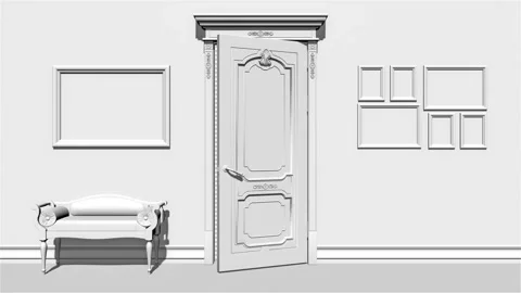 Door White Opening Transition Alpha Channel Stock Footage 146363445