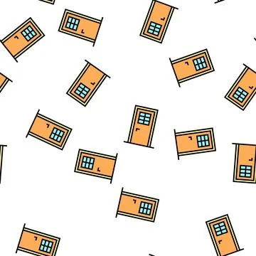 Door with window vector seamless pattern Stock Illustration