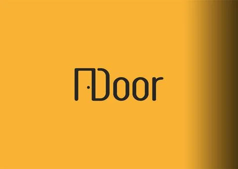 Door wordmark logo design. Vector illustration of Minimalist door with the in Stock Illustration