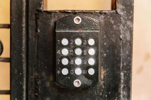 Doorbell button panel and intercom. Stock Photos