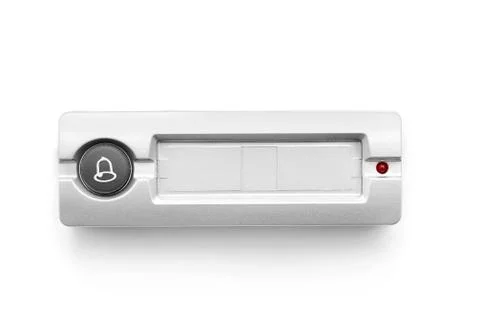 Doorbell ring button on white Foto stock