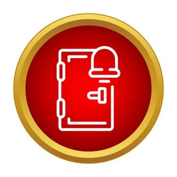 Doorbell security notification system icon on red background Stock Illustration