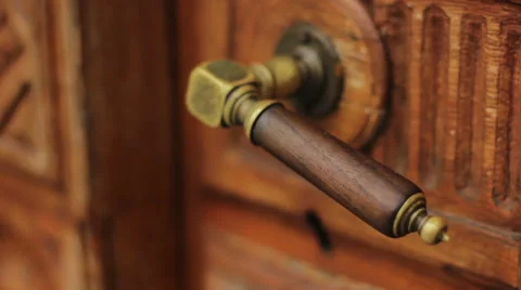 Doorhandle closeup Stock Footage 48844406