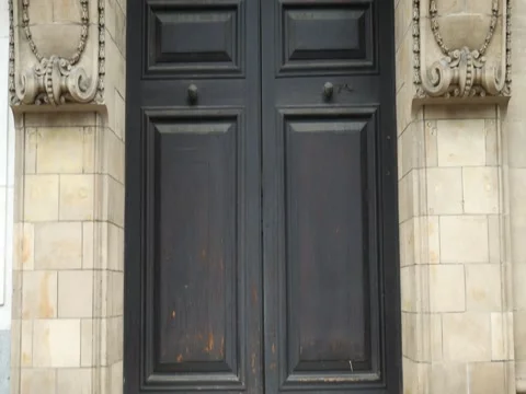Doors and balcony of an ancient building. Stock Footage 73312997