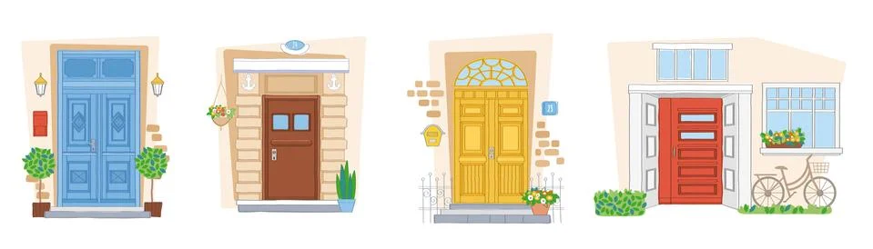 Doors and windows collection. Vector illustration 스톡 일러스트