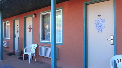 Doors at a Cheap Hotel Stock Footage 40890675