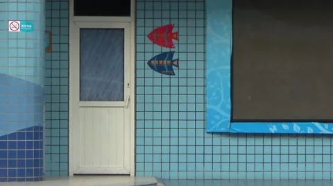 Doors of a classroom building in a school Stock Footage 44214859