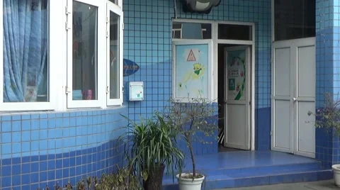 Doors of a classroom building in a school Stock Footage 44215018