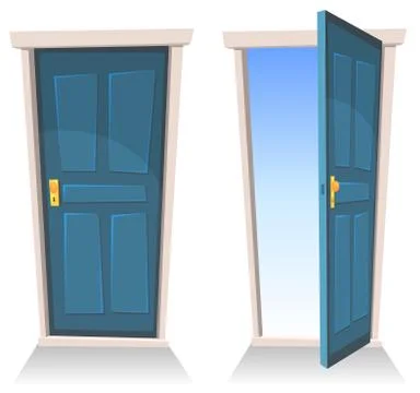 Doors, closed and open Stock Illustration