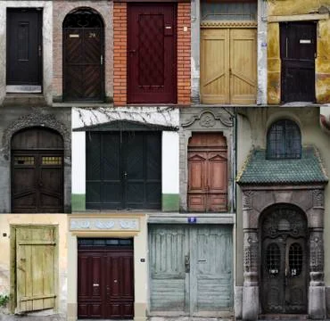 Doors collage Stock-Fotos