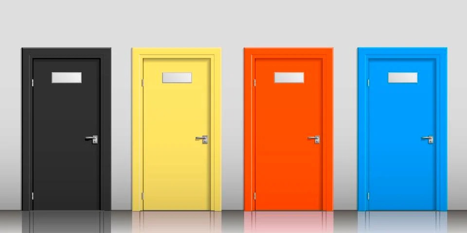 The doors of different colors Stock Illustration