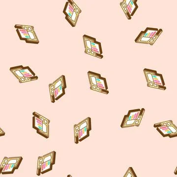 Doors energy efficient isometric icon seamless pattern Stock Illustration