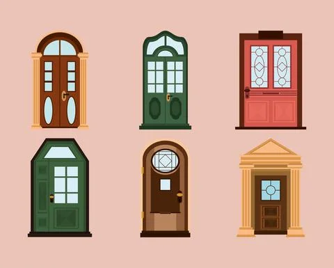Doors in flat style Stock Illustration