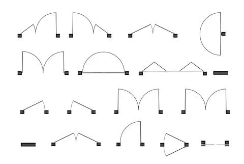 Doors for floor plan top view. Architectural icons for interior project Stock Illustration