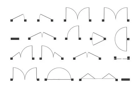 Doors for floor plan top view. Architectural icons for interior project Stock Illustration