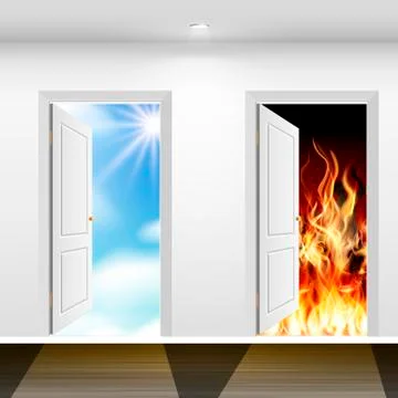 Doors to heaven and hell Stock Illustration