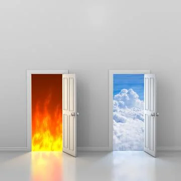 Doors to heaven and hell Illustration