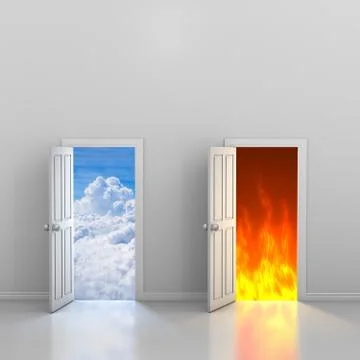 Doors to heaven and hell Stock Illustration