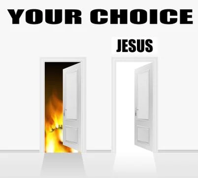 Doors to heaven and hell. Illustration